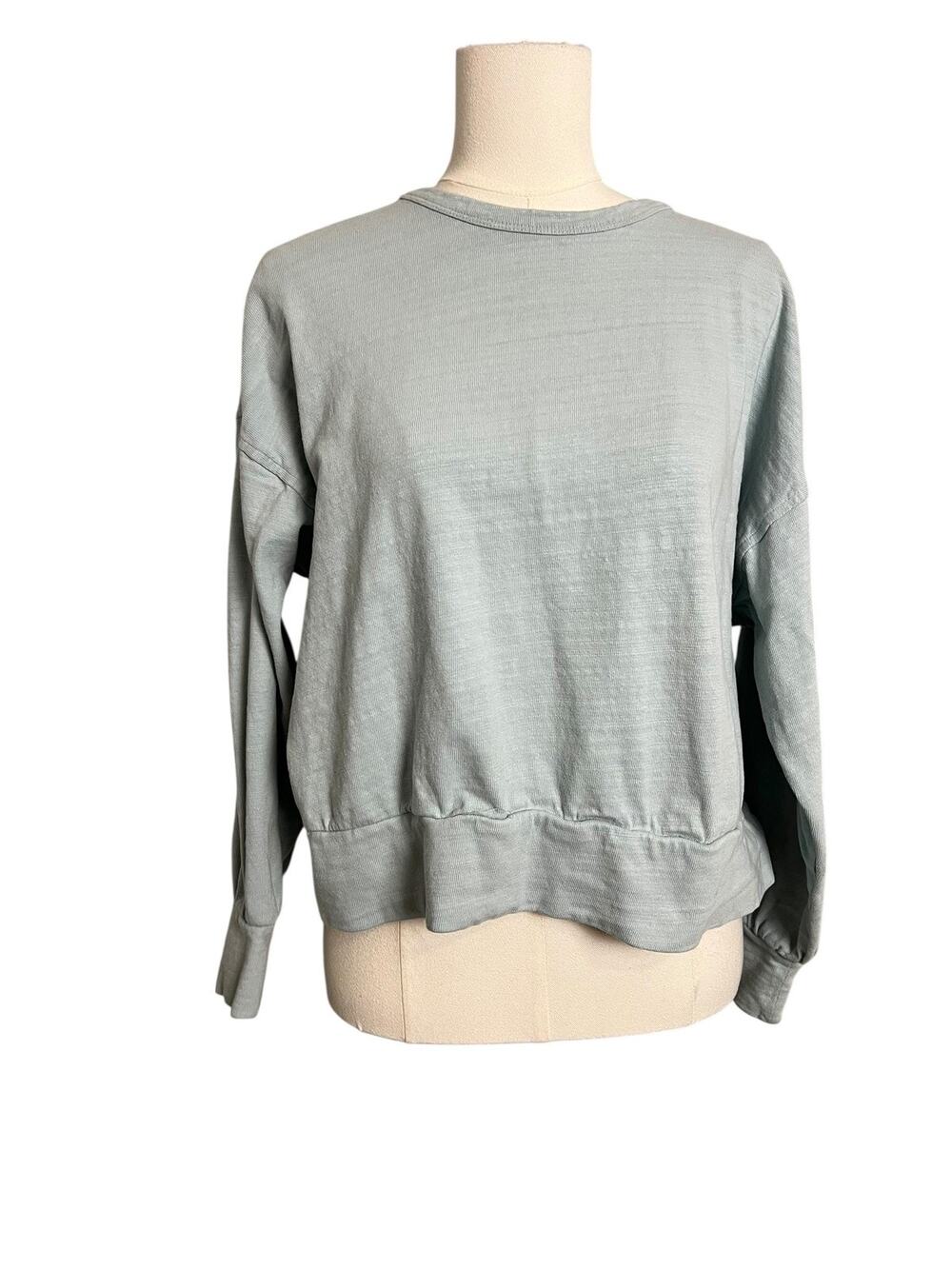LOFT Outlet Shirt Womens Small Pale Blue Long Sleeve Crew Neck Basic Knit Top